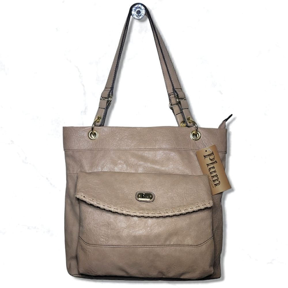 Plum By Latique Beige Sullivan Tote Vegan Leather NWT - Sand